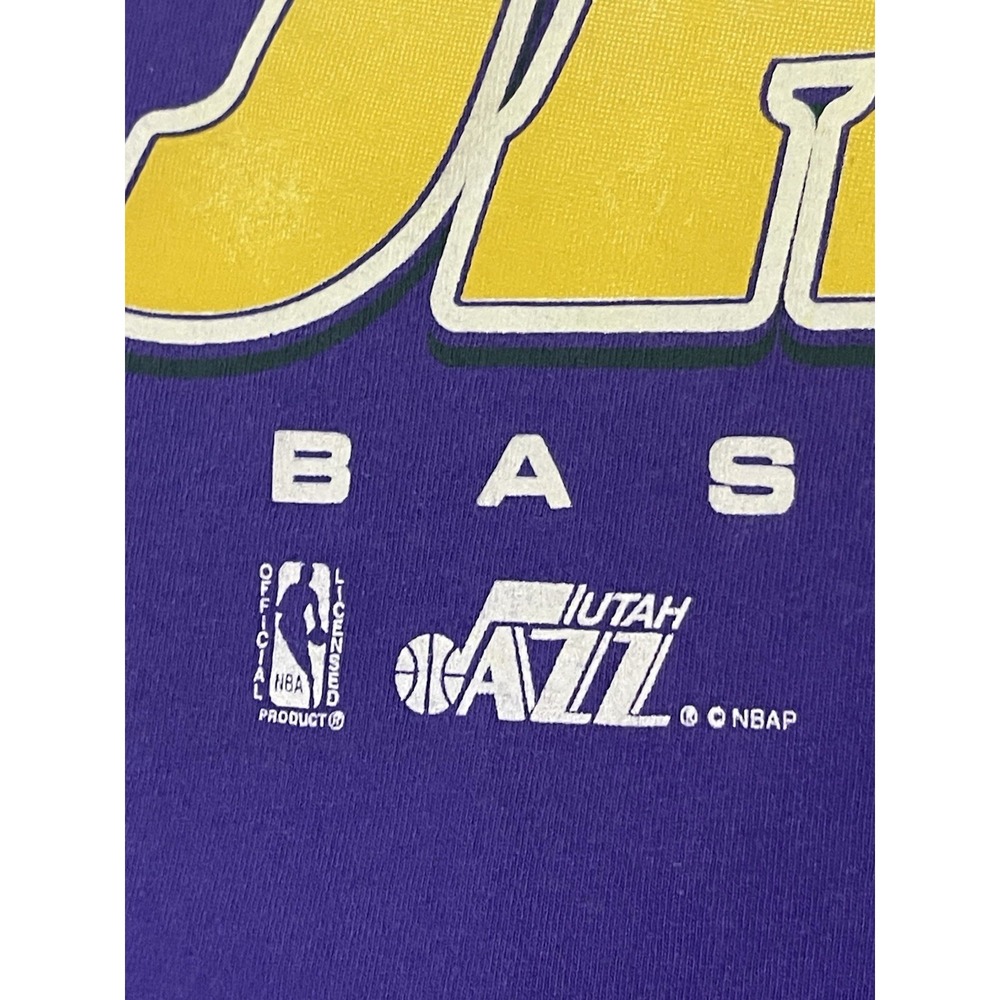 Vintage Utah Jazz Shirt Mens Large Purple NBA Basketball Sport 90s Spellout - Picture 3 of 6